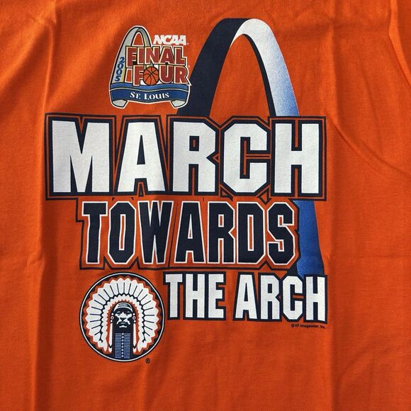NWT VINTAGE MARCH MADNESS Fighting Illini 2005 2X TShirt March Towards The Arch - Picture 2 of 6